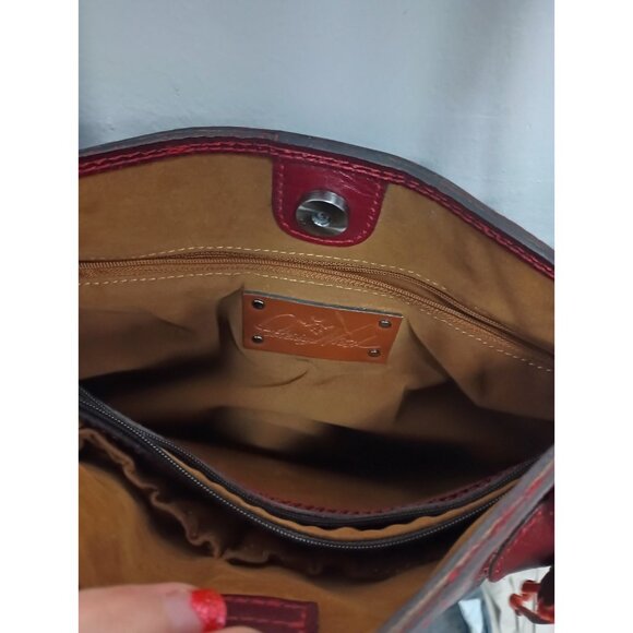 Vintage Patricia Nash Womens Eastleigh Tote Shoulder Bag Large Red Leather - Picture 7 of 11